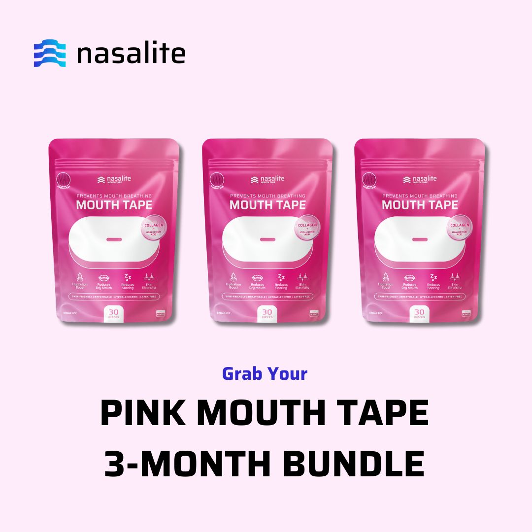 Nasalite Pink Collagen Mouth Tape - Smoother and Softer Lips, No Dry Mouth, and Better Sleep