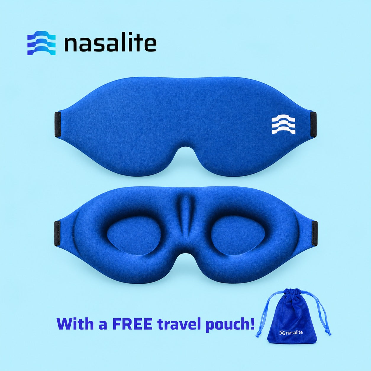 Nasalite Zero-Pressure Eye Mask - Complete Blackout & Fully Adjustable Made with Memory Foam