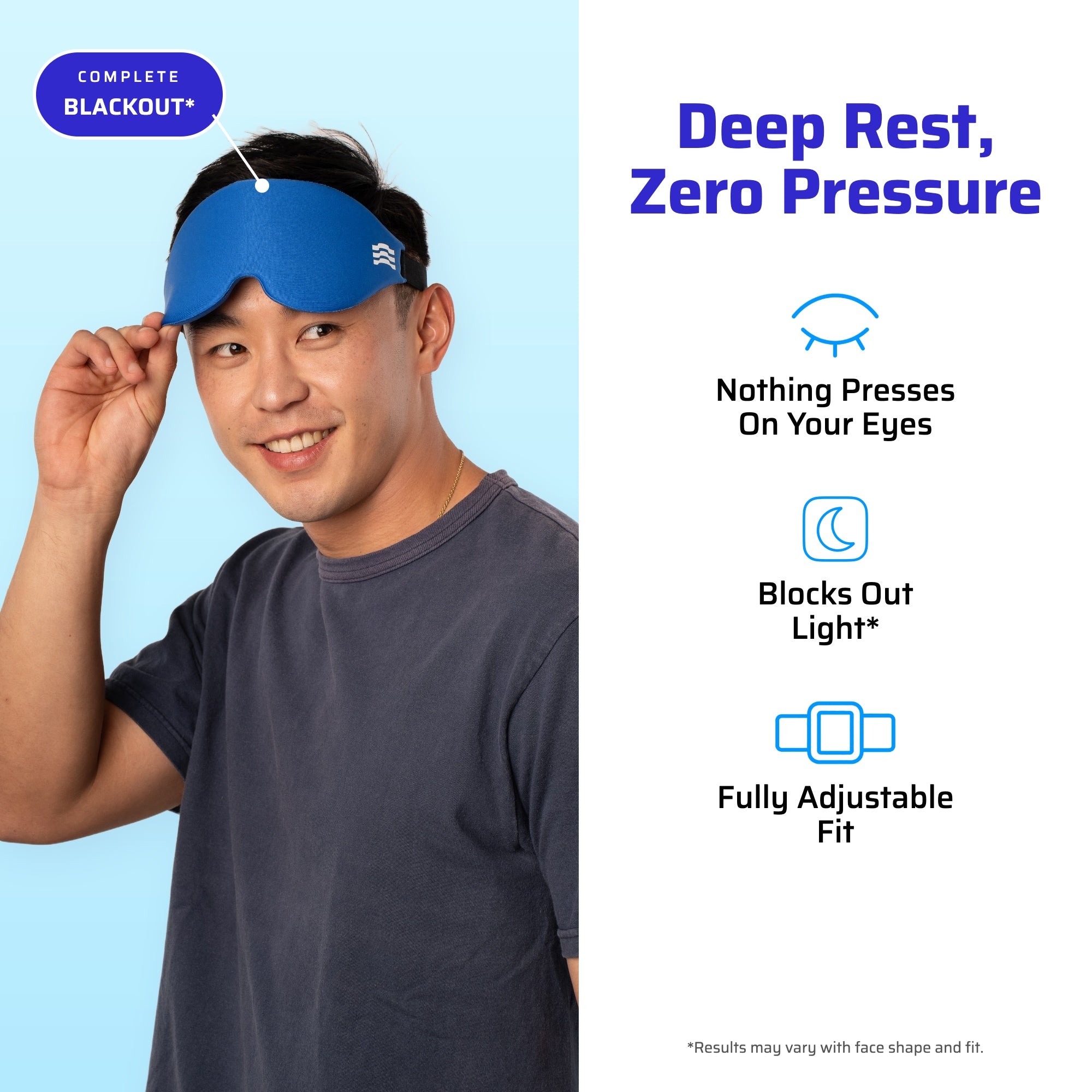 Nasalite Zero-Pressure Eye Mask - Complete Blackout & Fully Adjustable Made with Memory Foam