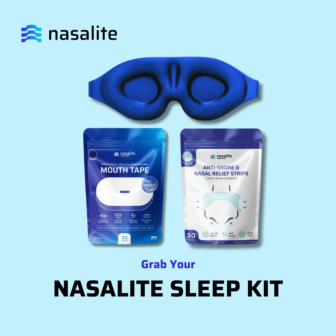 [BUNDLE] Nasalite Sleep Kit - Nasal Strips + Mouth Tape + Eye Mask