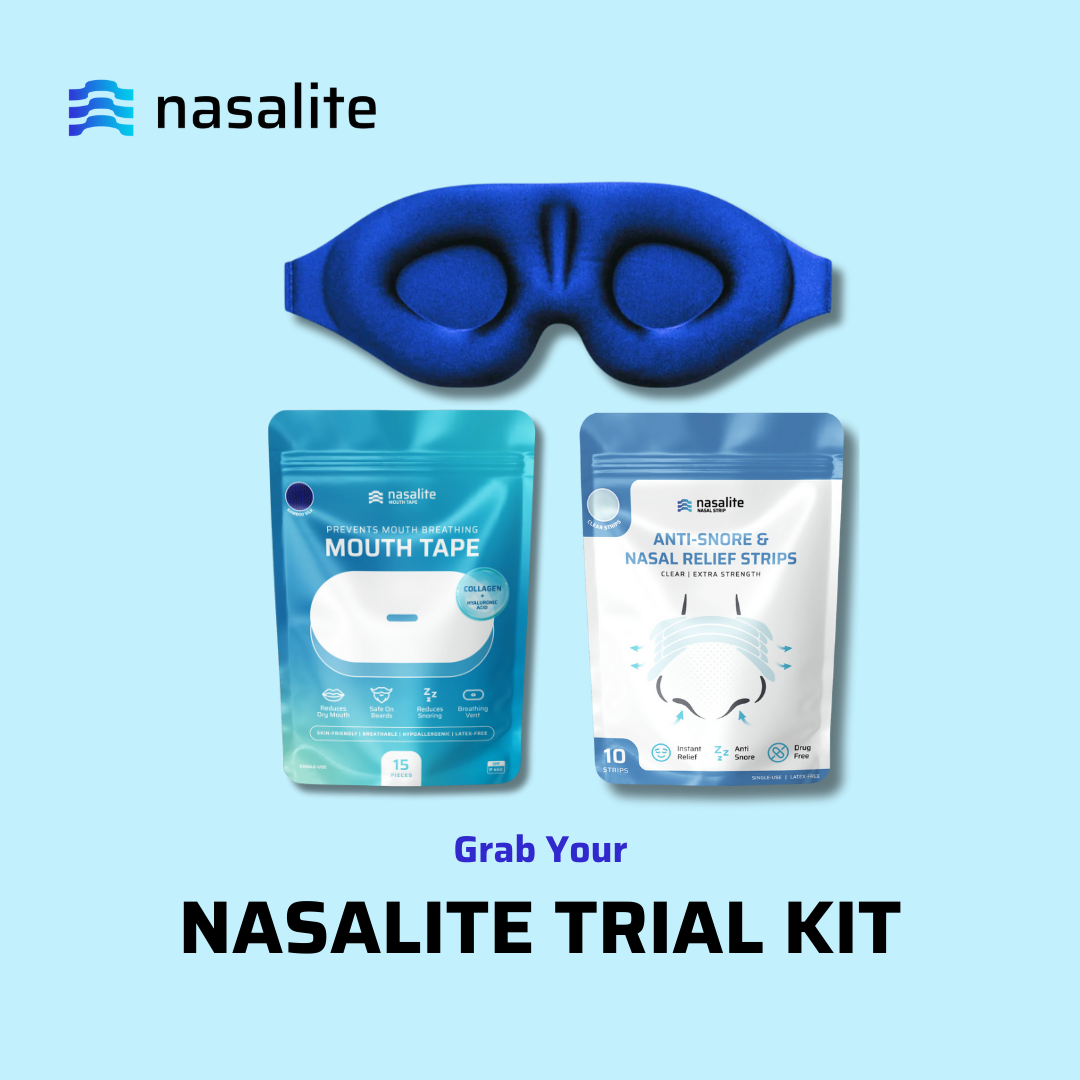 [BUNDLE] Nasalite Sleep Kit - Nasal Strips + Mouth Tape + Eye Mask