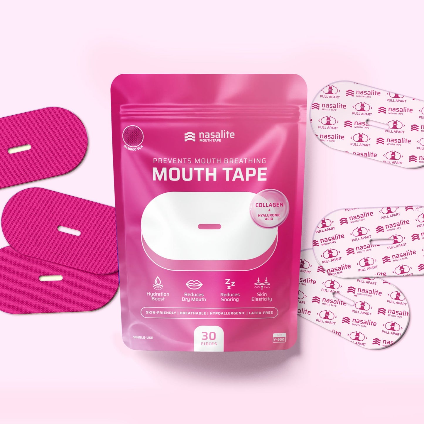 Nasalite Pink Collagen Mouth Tape - Smoother and Softer Lips, No Dry Mouth, and Better Sleep