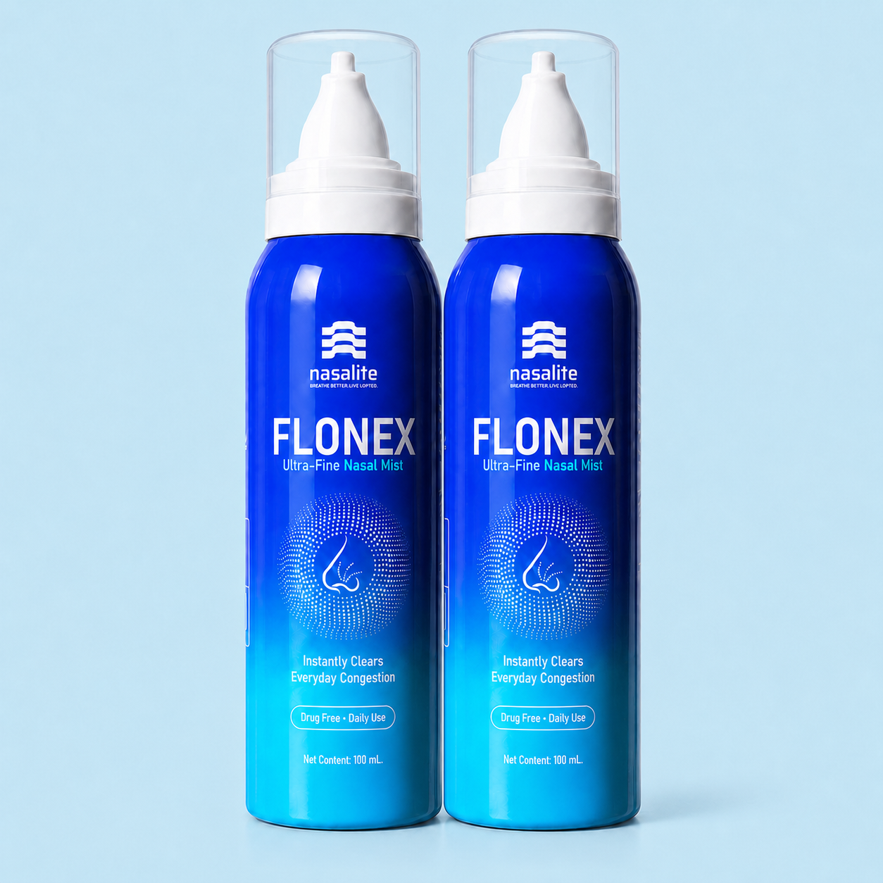 Flonex Nasal Mist — Helps Clear Congestion, Moisturizes Dry Nose & Flushes Allergens | Drug-Free Isotonic Saline Spray for Colds, Allergies, Rhinitis, Sinus & Stuffy Nose | 100 ml · 300+ Sprays | Nasalite